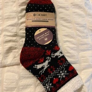 Women's Aloe Cabin Socks - Black and Red